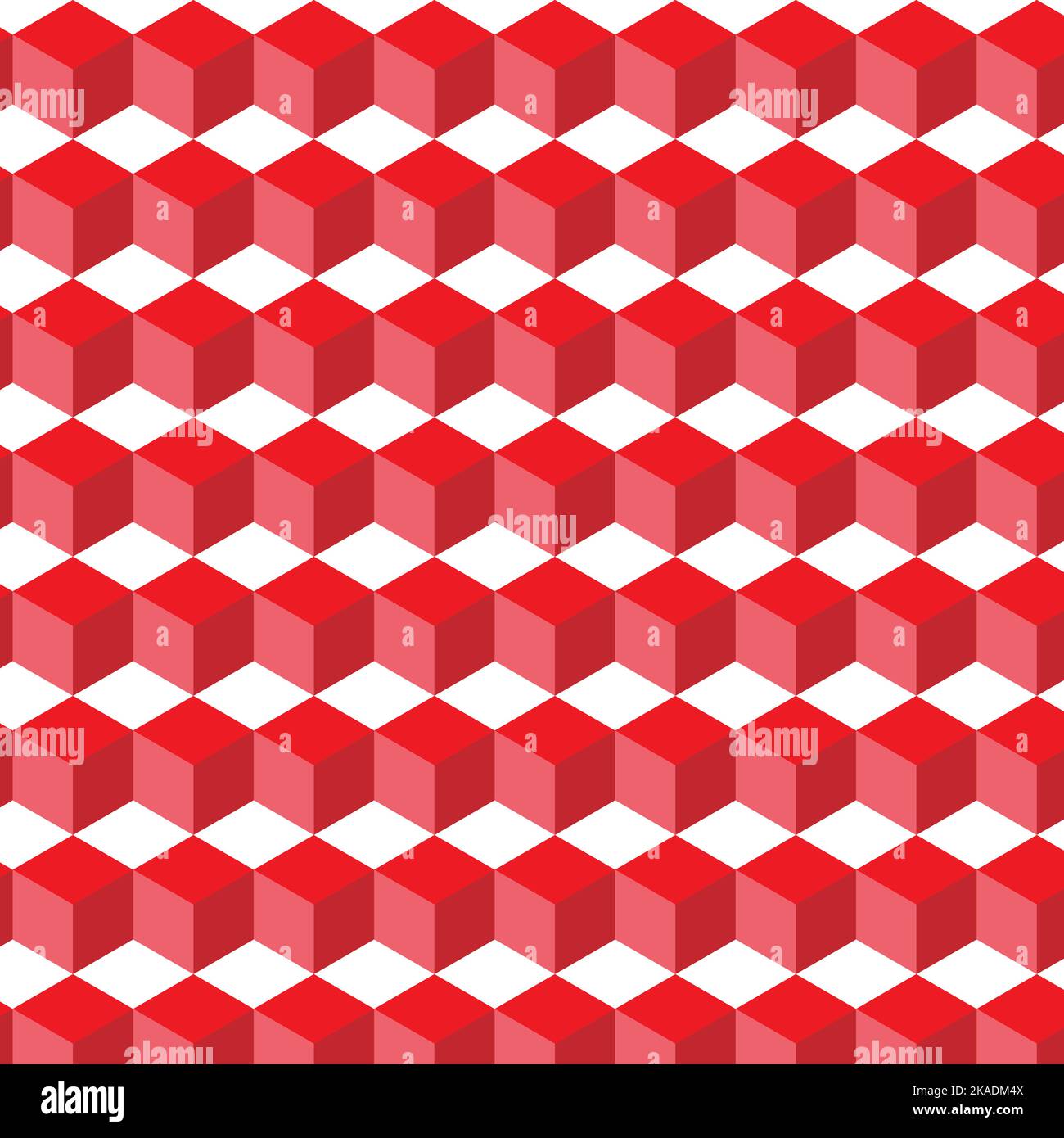 pattern graphic drawing of cubes of red color on a white background. Vector seamless layout. Stock Vector