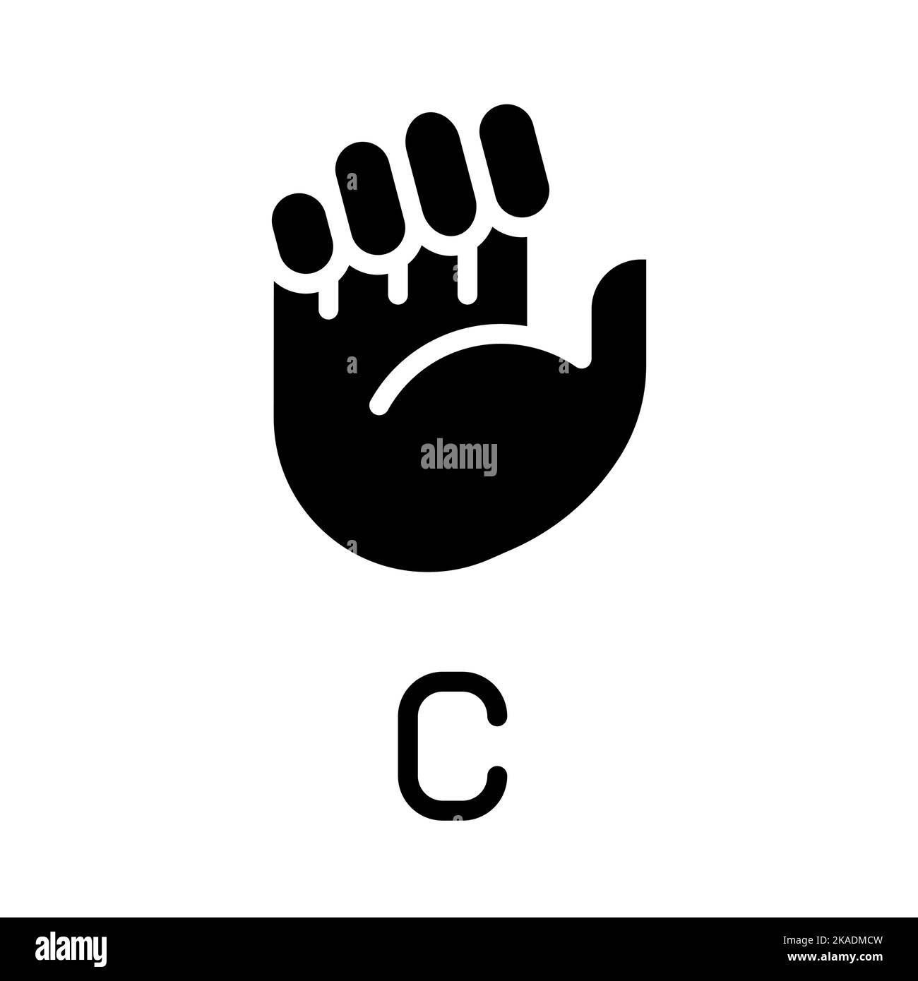 Sign for letter C in ASL black glyph icon Stock Vector Image & Art - Alamy