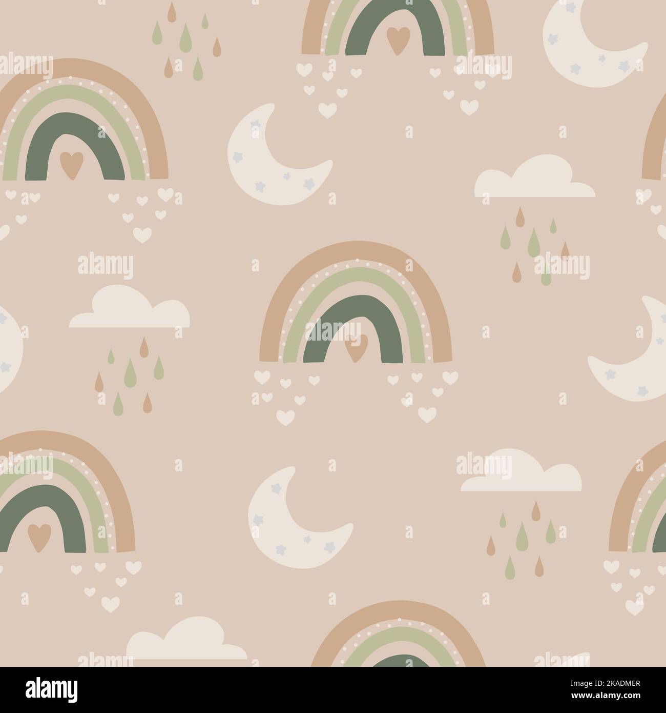 Cute boho rainbow seamless pattern. Creative childish print for fabric ...