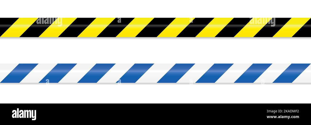 warning tape blue white and yellow black Stock Vector