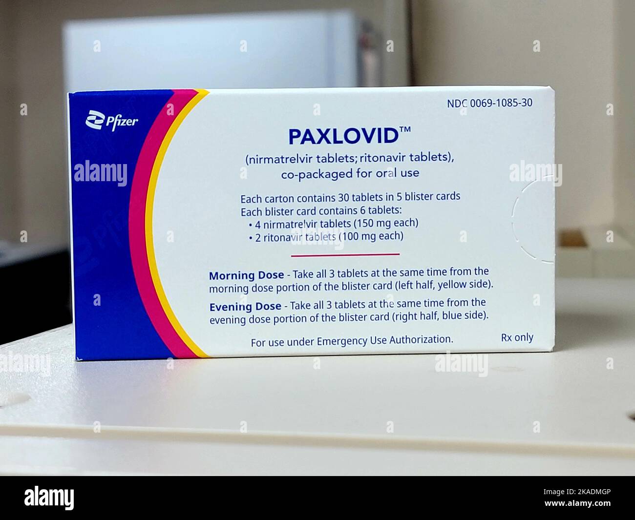 A closeup of a box of Paxlovid medication on a counter Stock Photo Alamy