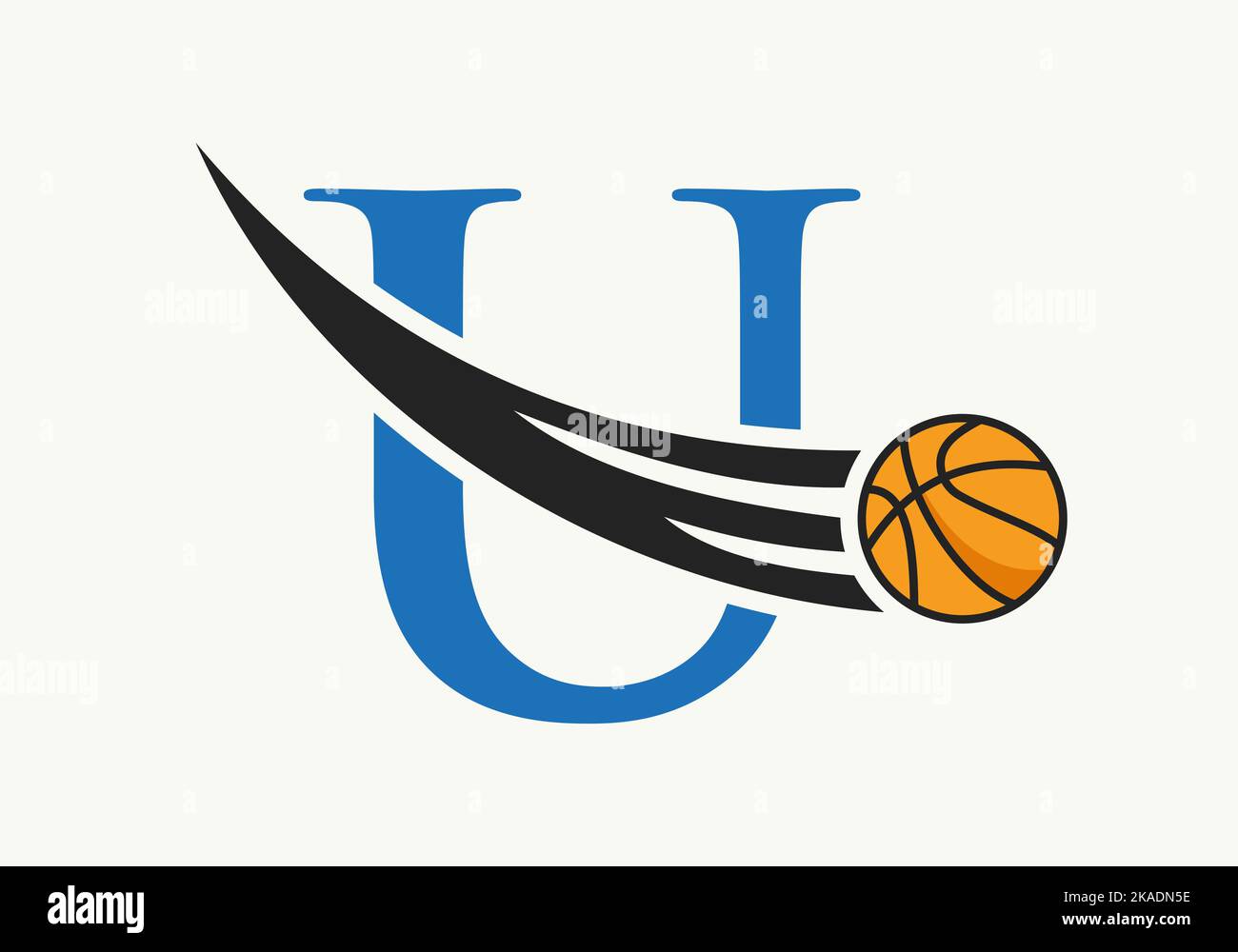 Initial Letter U Basketball Logo Concept With Moving Basketball Icon