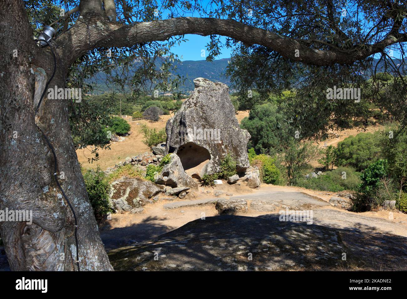 A carved out granite rock formation at the megalithic site of Filitosa (Corse-du-Sud) on the islands of Corsica, France Stock Photo