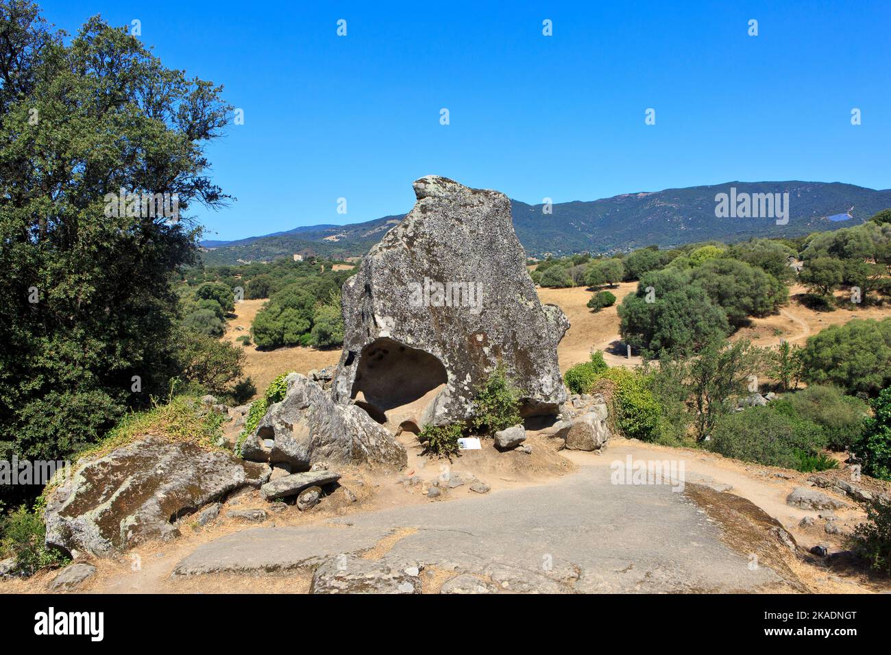 A carved out granite rock formation at the megalithic site of Filitosa (Corse-du-Sud) on the islands of Corsica, France Stock Photo