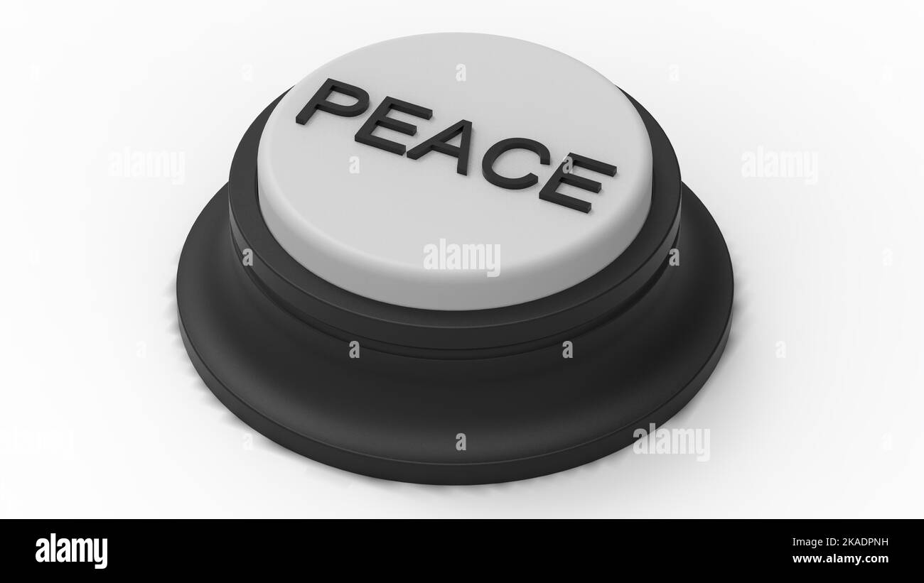 peace white button isolated illustration 3d render Stock Photo - Alamy