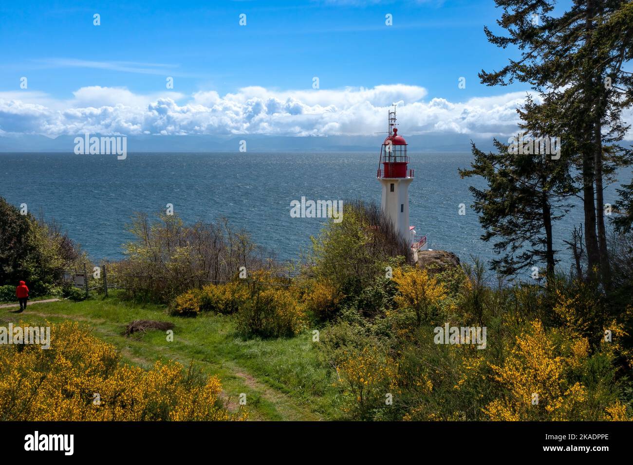 An aerial view of Sheringham Lighthouse in Shirley, Vancouver Island