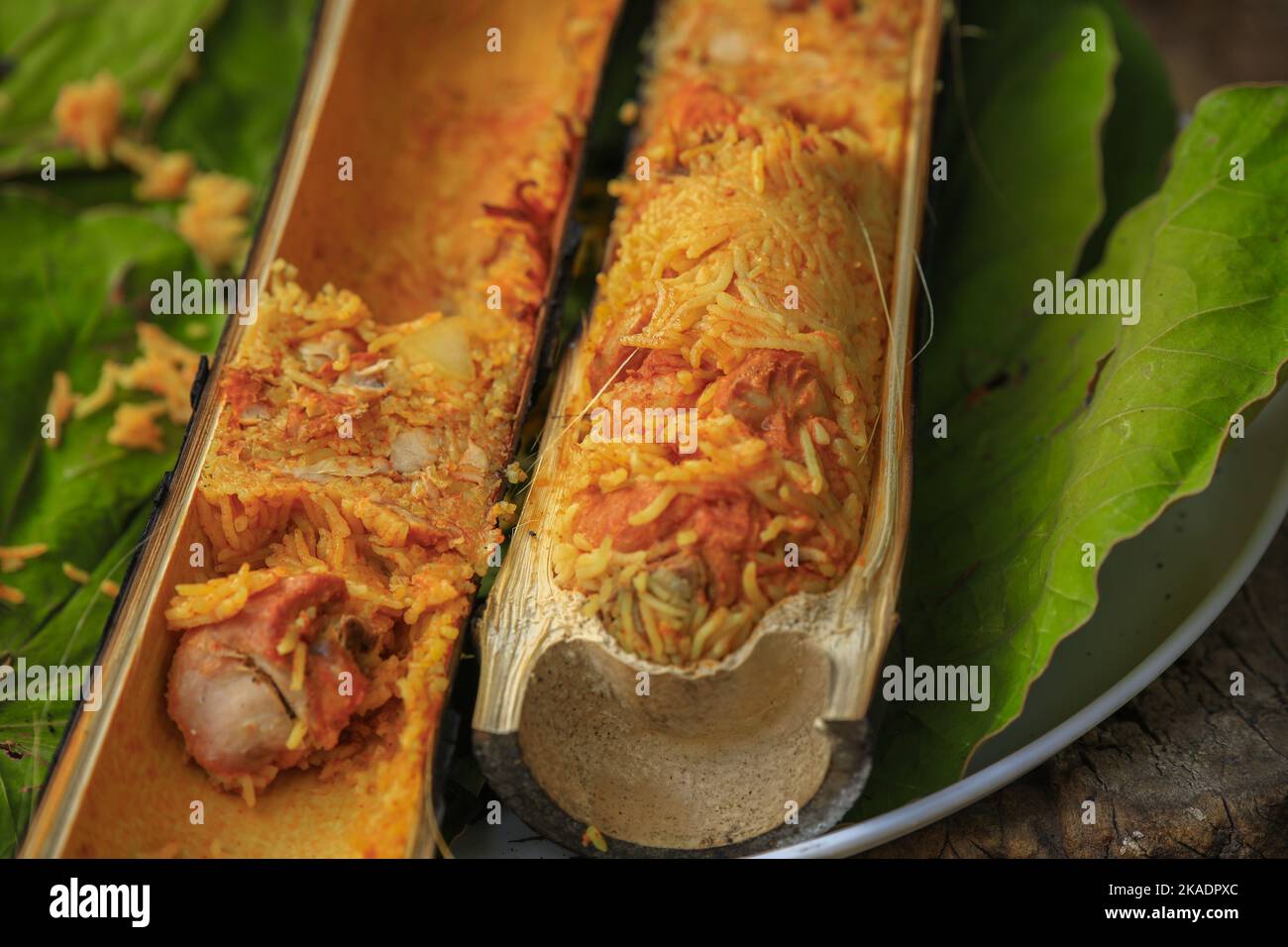 araku famous bamboo chicken ,bamboo biryani Stock Photo Alamy