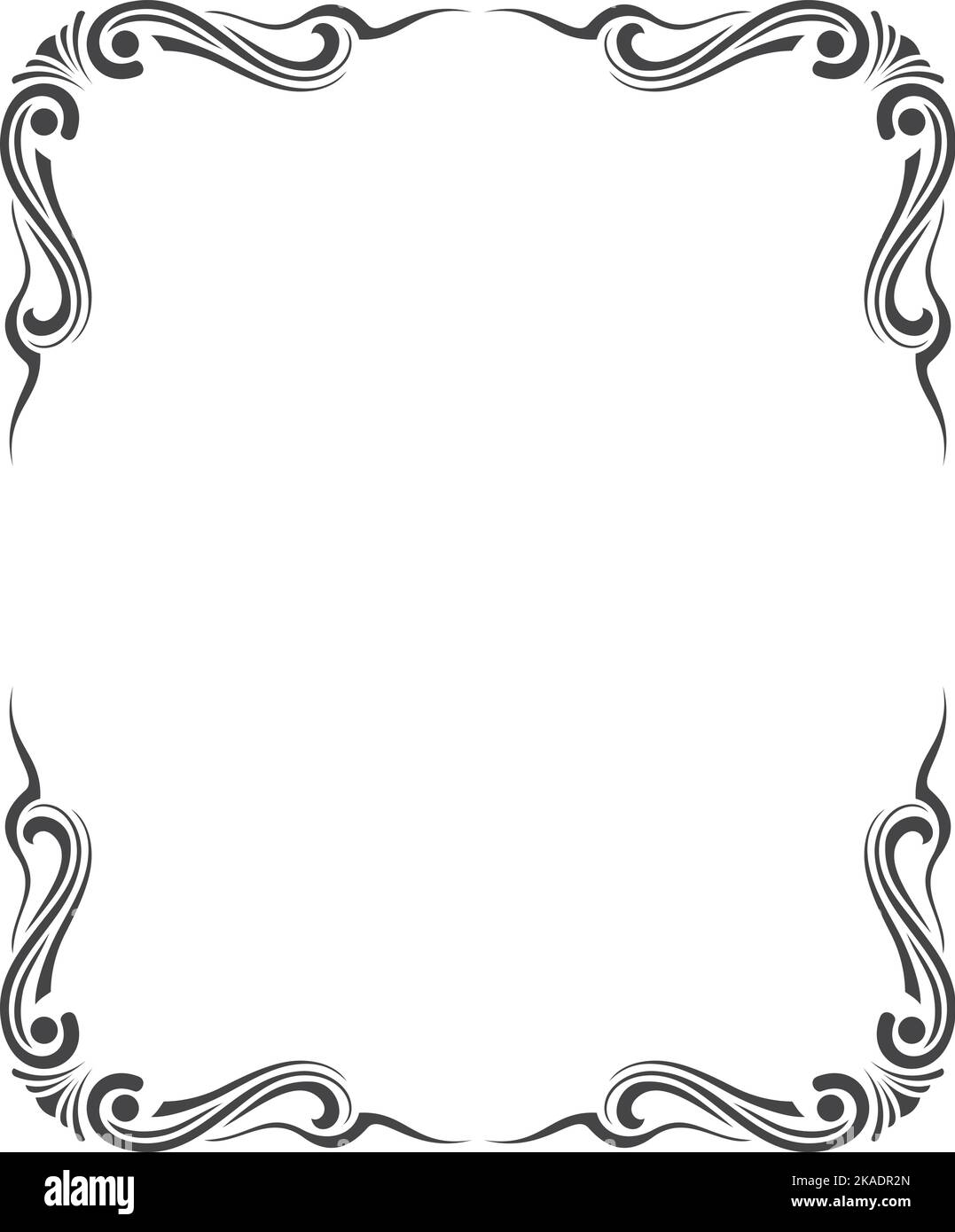 Flourish ornate corners. Calligraphic decorative frame border Stock Vector