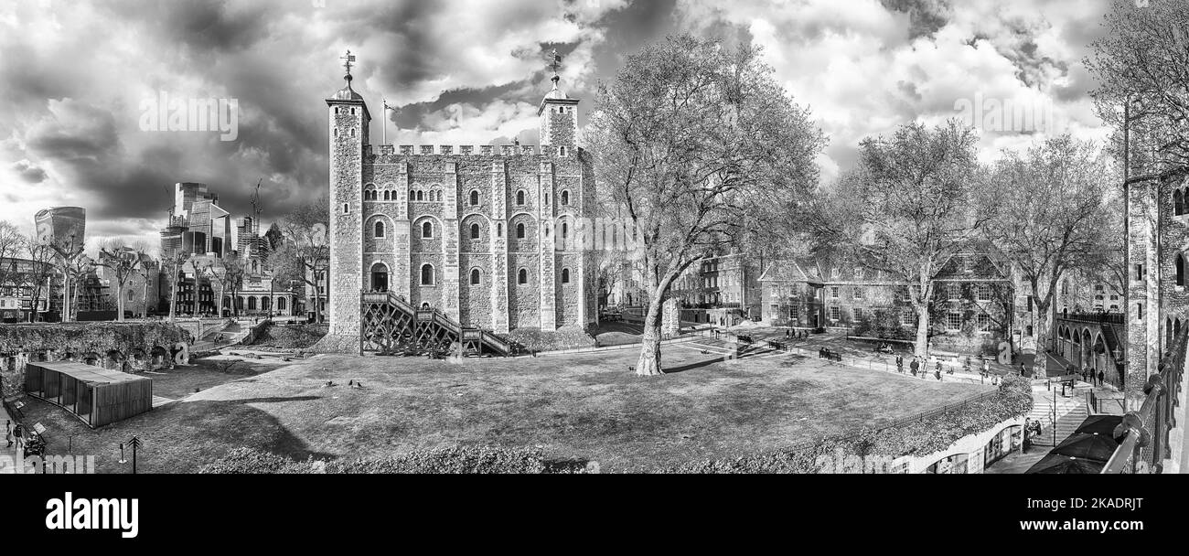 LONDON APRIL 13, 2022 View over the inner courtyard with the White Tower, one of the main