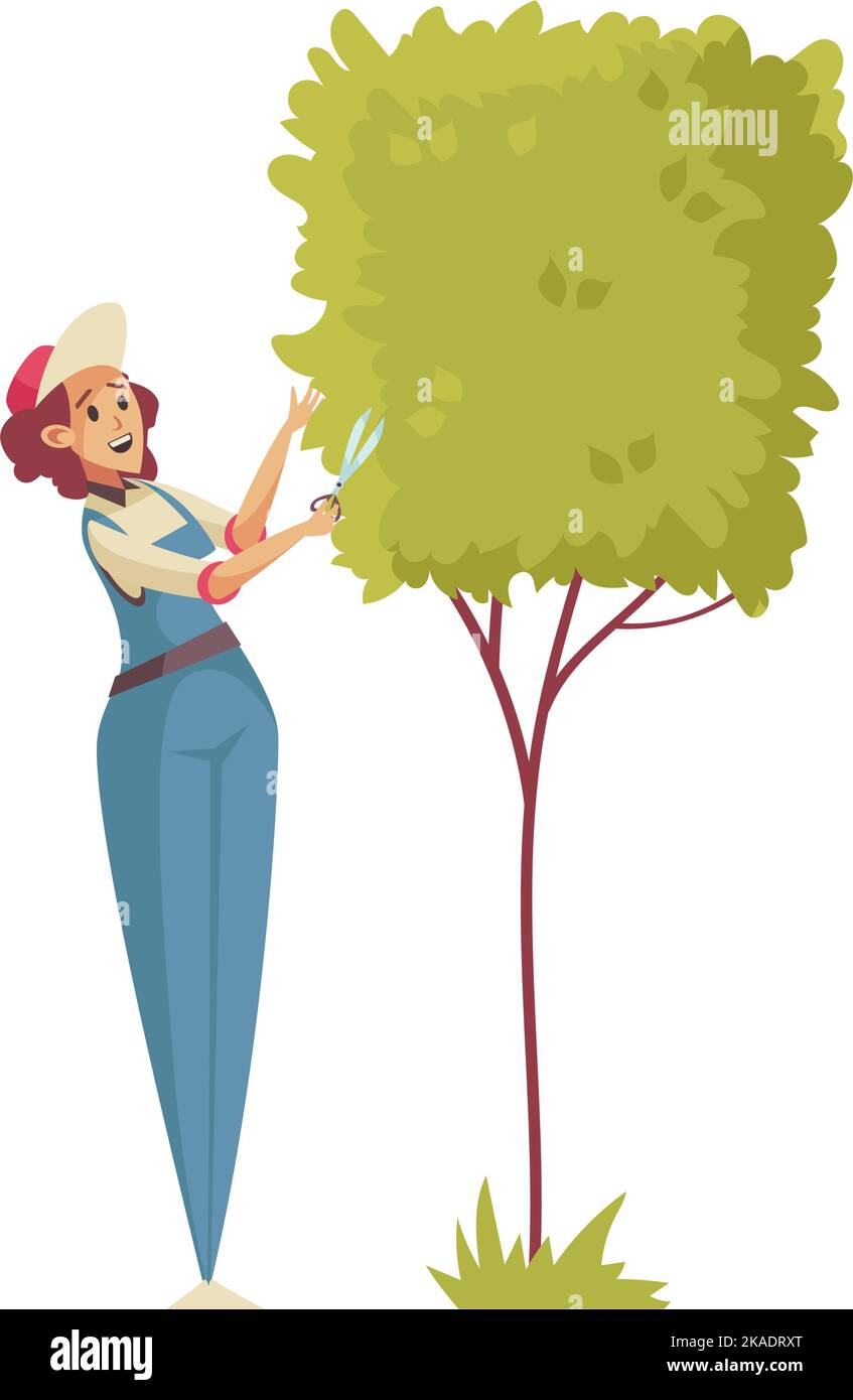 Female cutting hedges Stock Vector Images Alamy