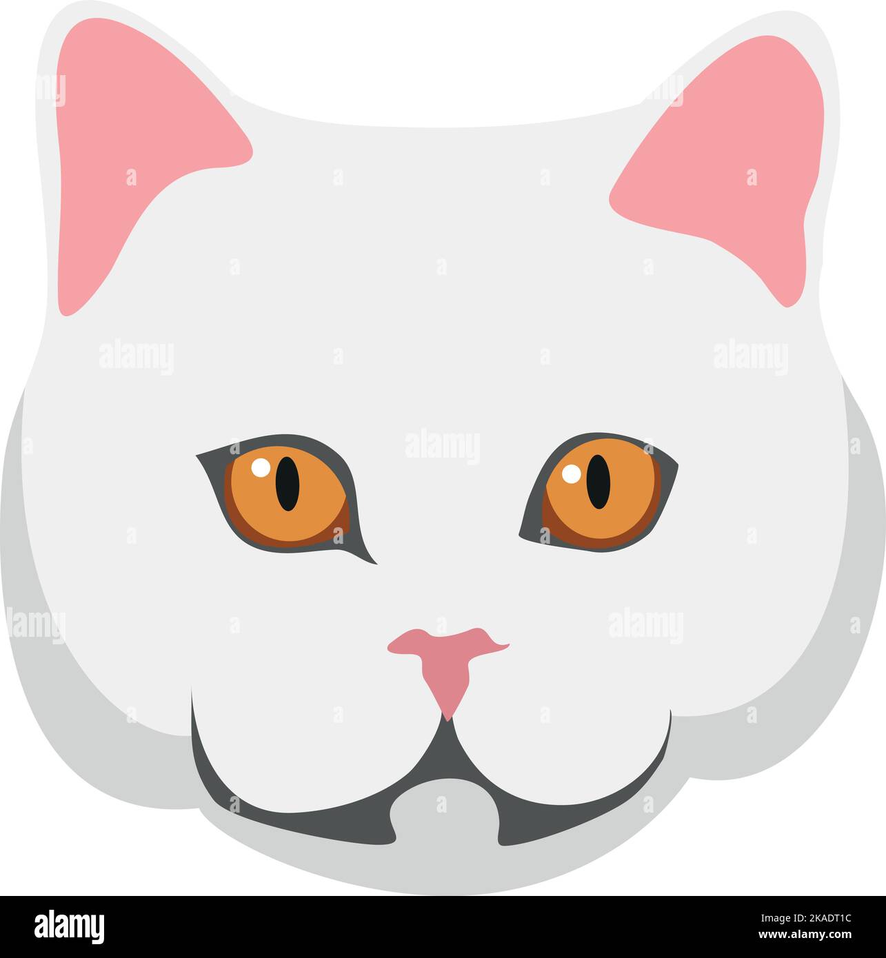 Cute Persian Cat Icon. Beige Kitten Face Head Silhouette. Yellow