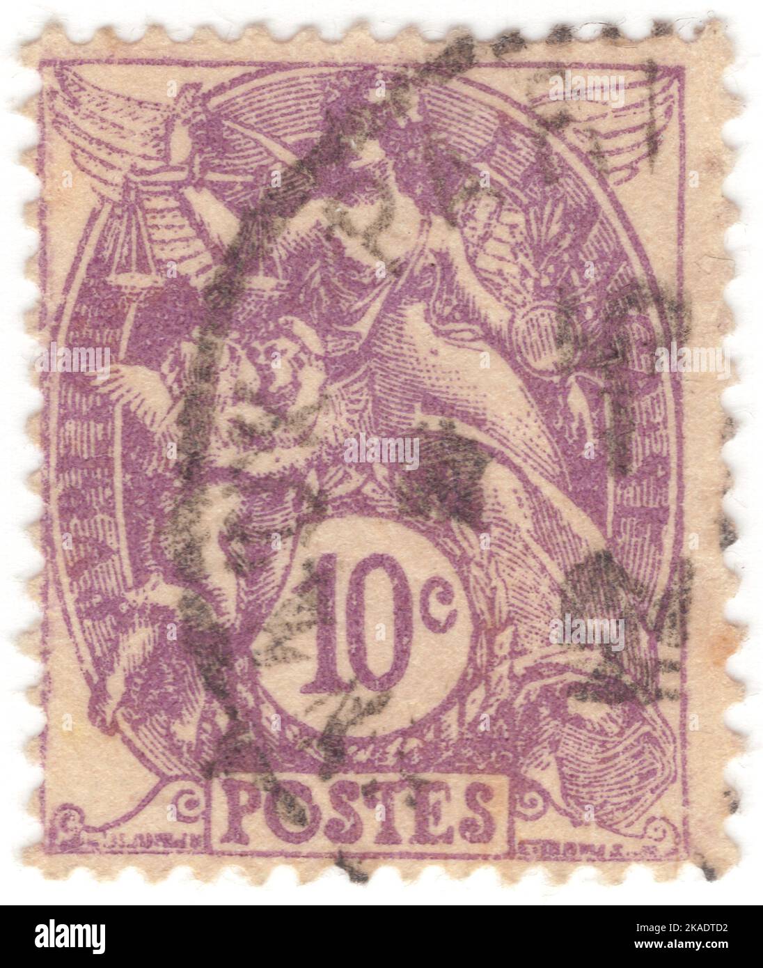 FRANCE 1929 An 10 centimes lilac postage stamp depicting allegory "Liberty, Equality