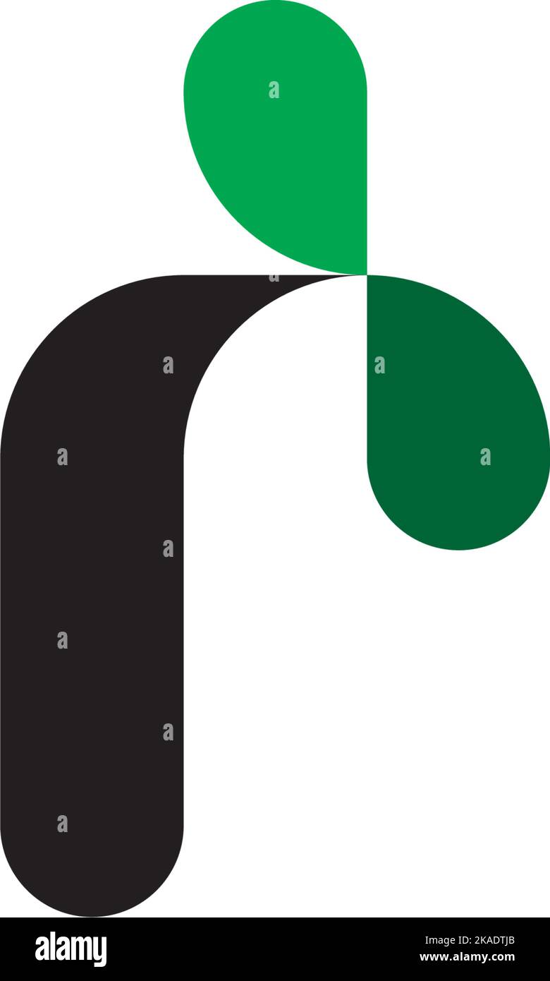 letter r with leaves logo design Stock Vector
