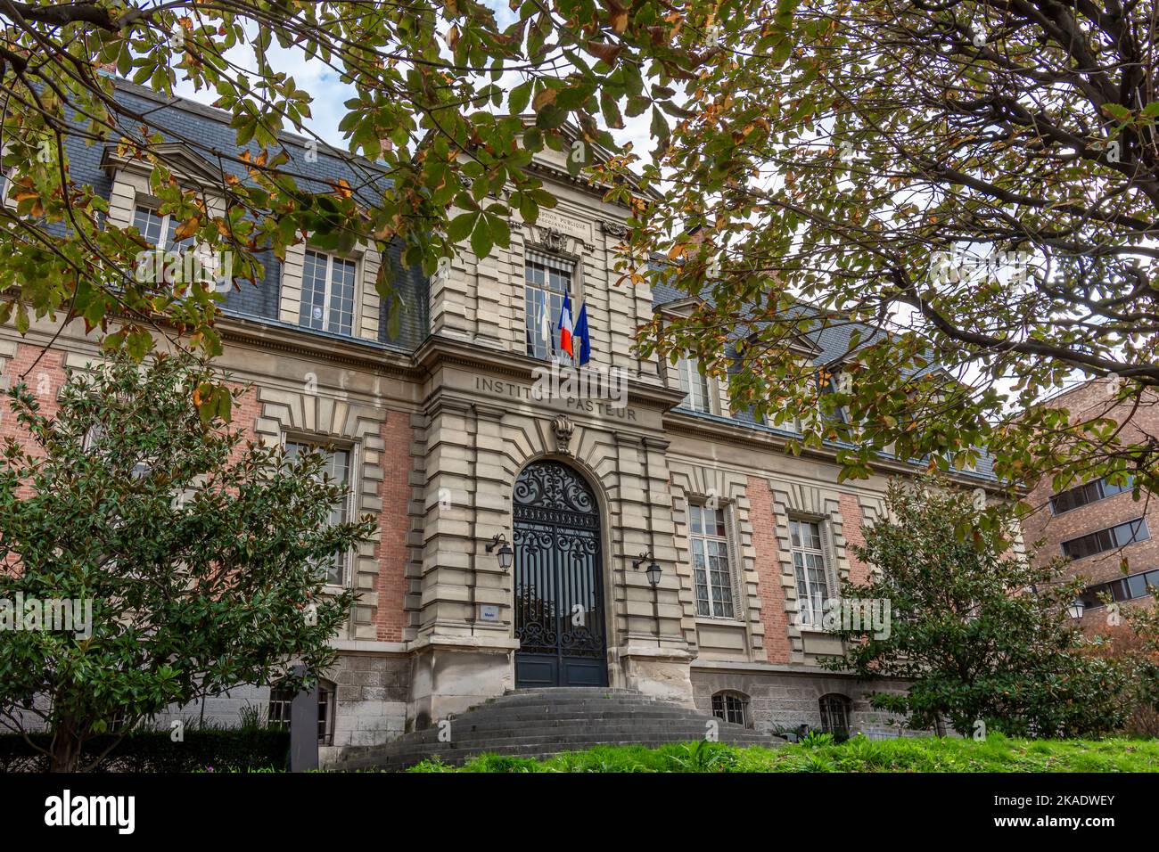 Facade of the historic building of the Institut Pasteur, Paris, France Stock Photo