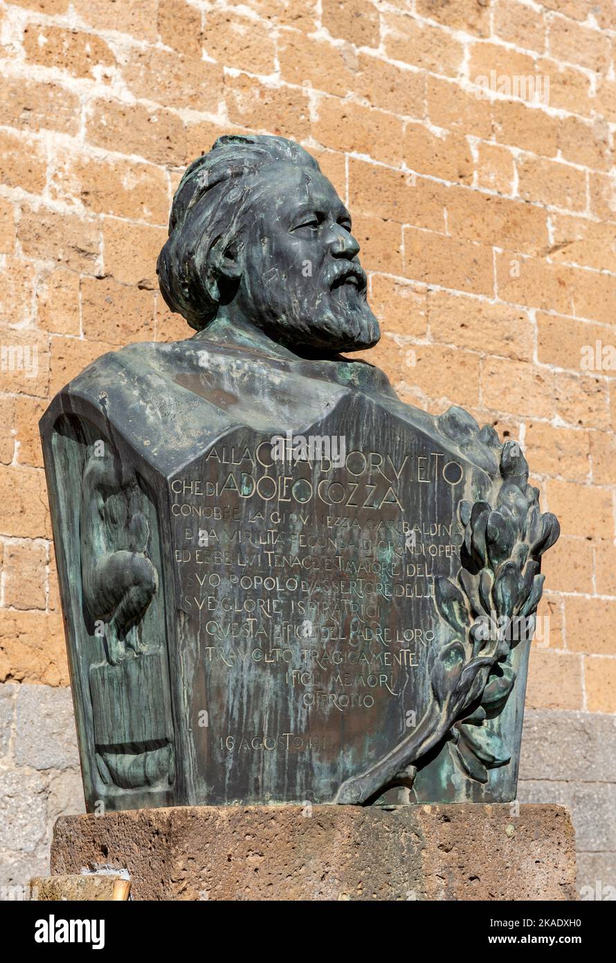 Statue of Adolfo Cozza, Orvieto, Umbria, Italy Stock Photo