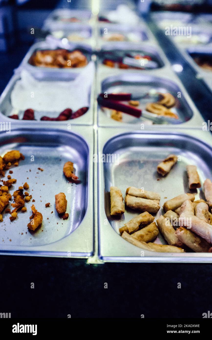 Buffet with various food at a Chinese restaurant Stock Photo