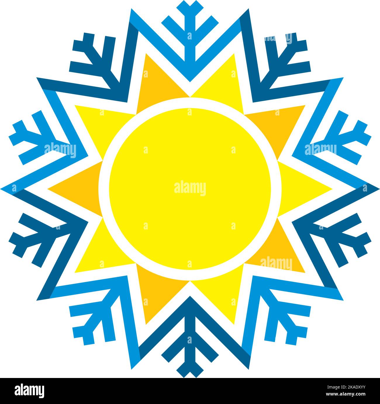 sun and snowflake air conditioner logo icon vector design Stock Vector