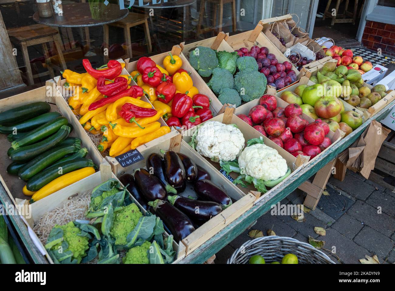 Display of fruit and vegetables, grocery, Shoreham by Sea, England, Great Britain Stock Photo