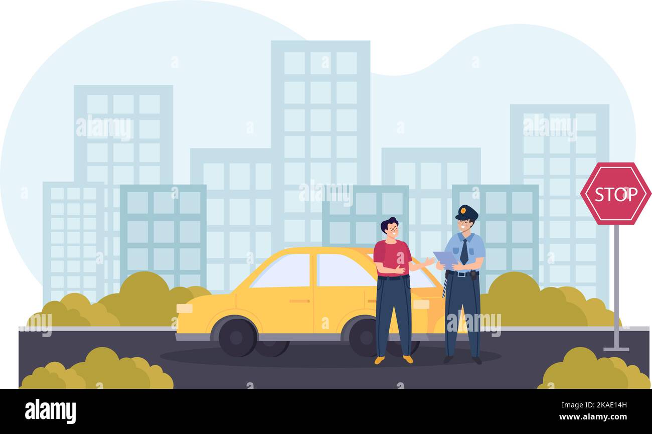 Police checks car Stock Vector Images - Alamy