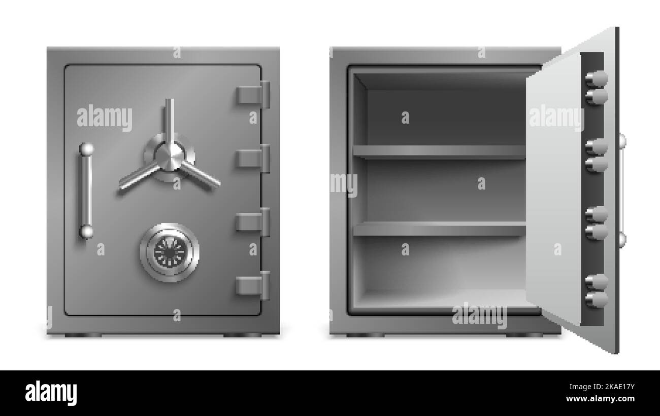 Safe Lockers Doors Composition Stock Vector