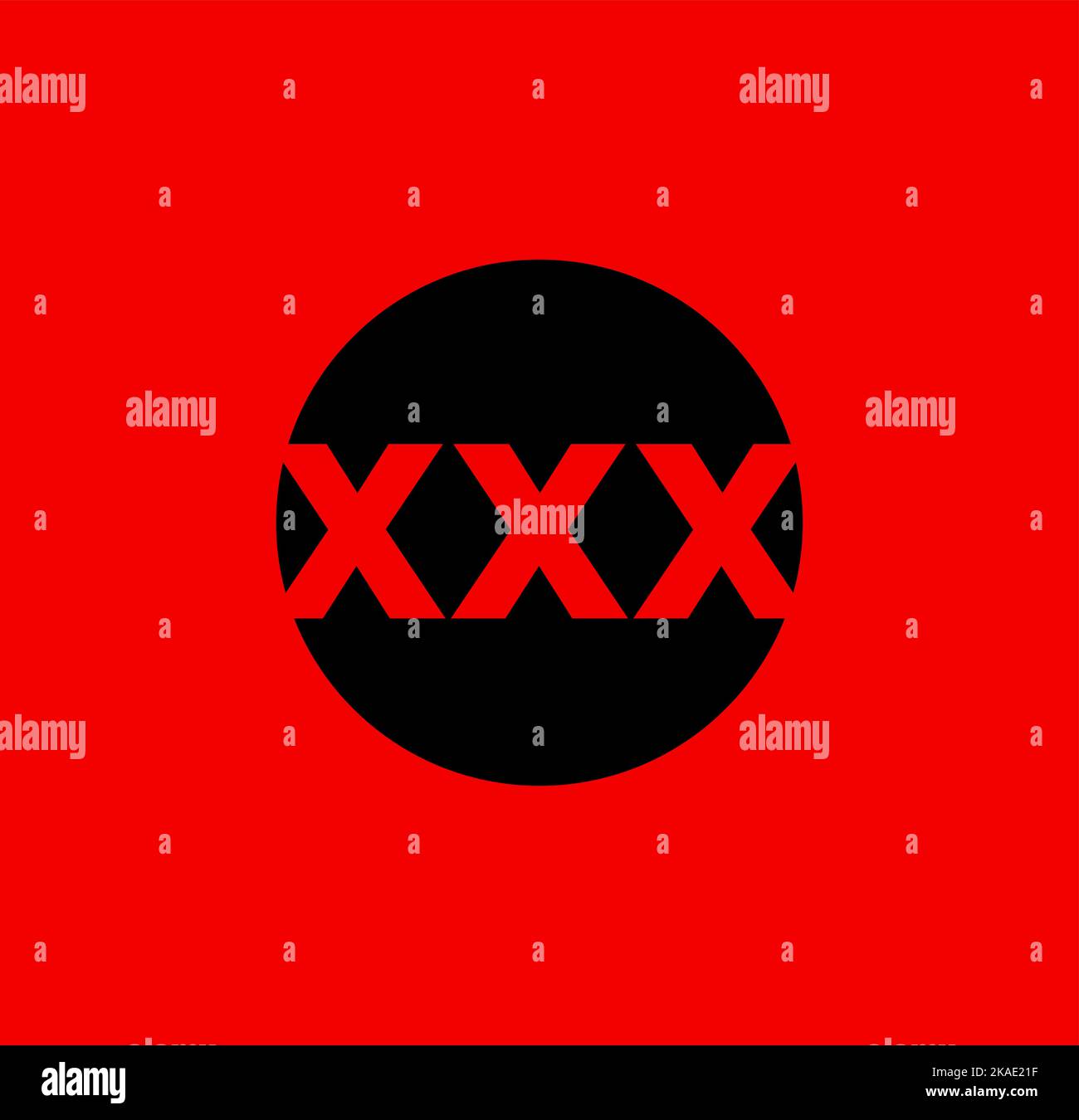 A vector design of triple X on black circle and red background Stock