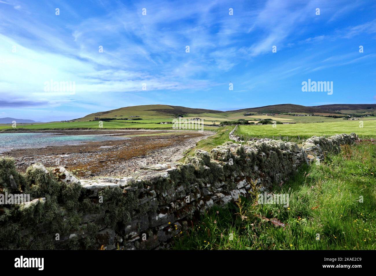 The beach at Orphir on Orkney Stock Photo