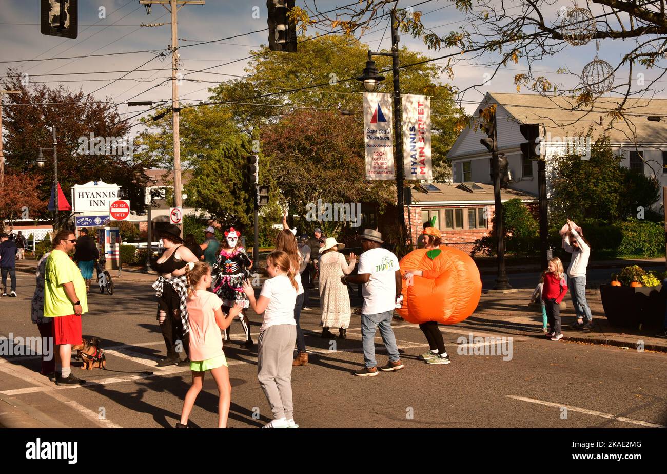 Halloween Celebrations, Main Street, Hyannis, Cape Cod, USA Stock Photo