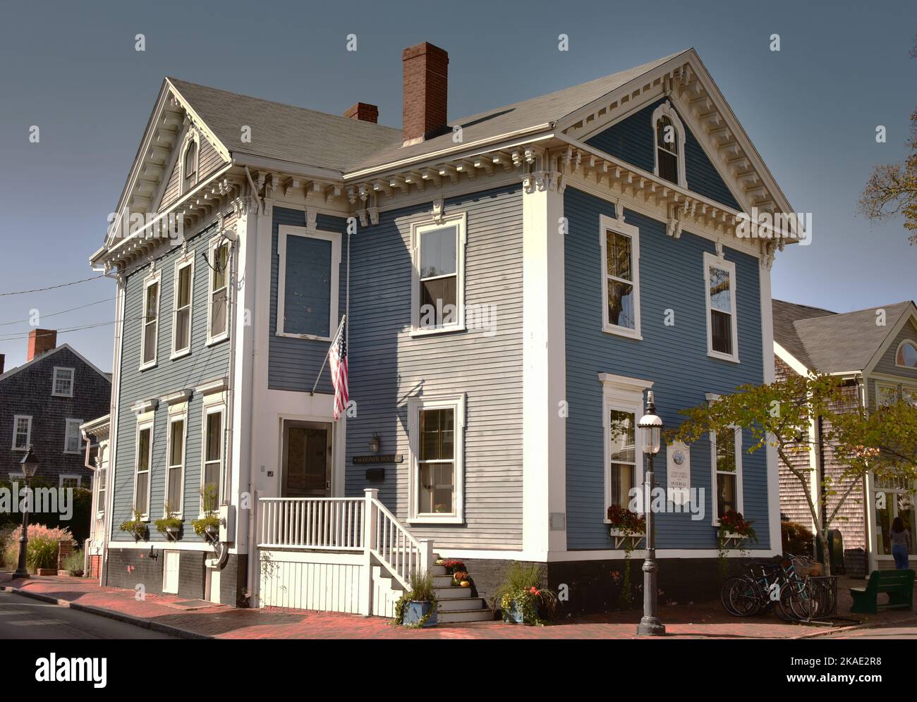 Large Mansion Houses, Nantucket Island, Cape Cod, USA Stock Photo