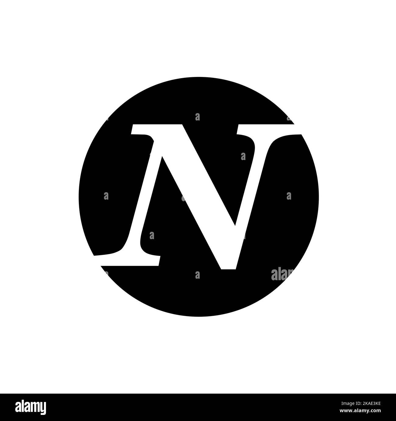 A vector design of N letter on black circle and white background Stock Vector