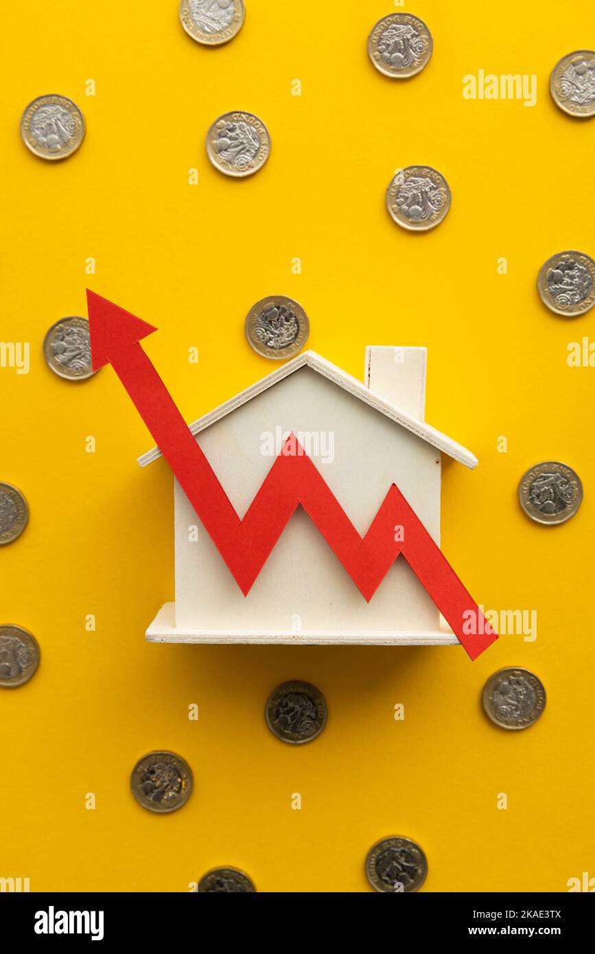 United kingdom housing market, interest rates increase and inflation concept Stock Photo