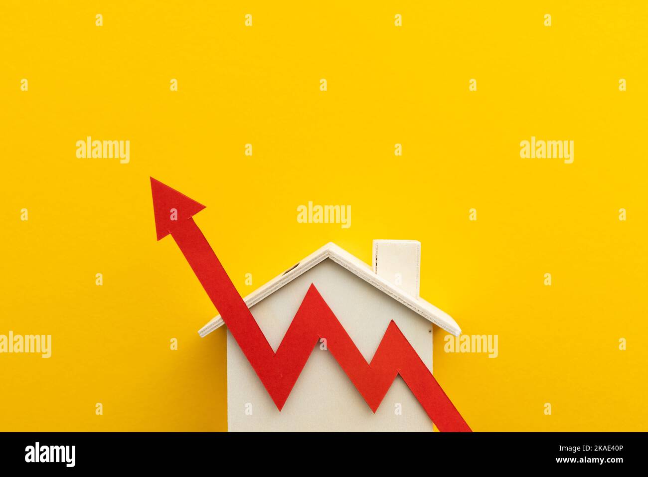 Rising cost of living. Mortgage inflation rates increase. House with a