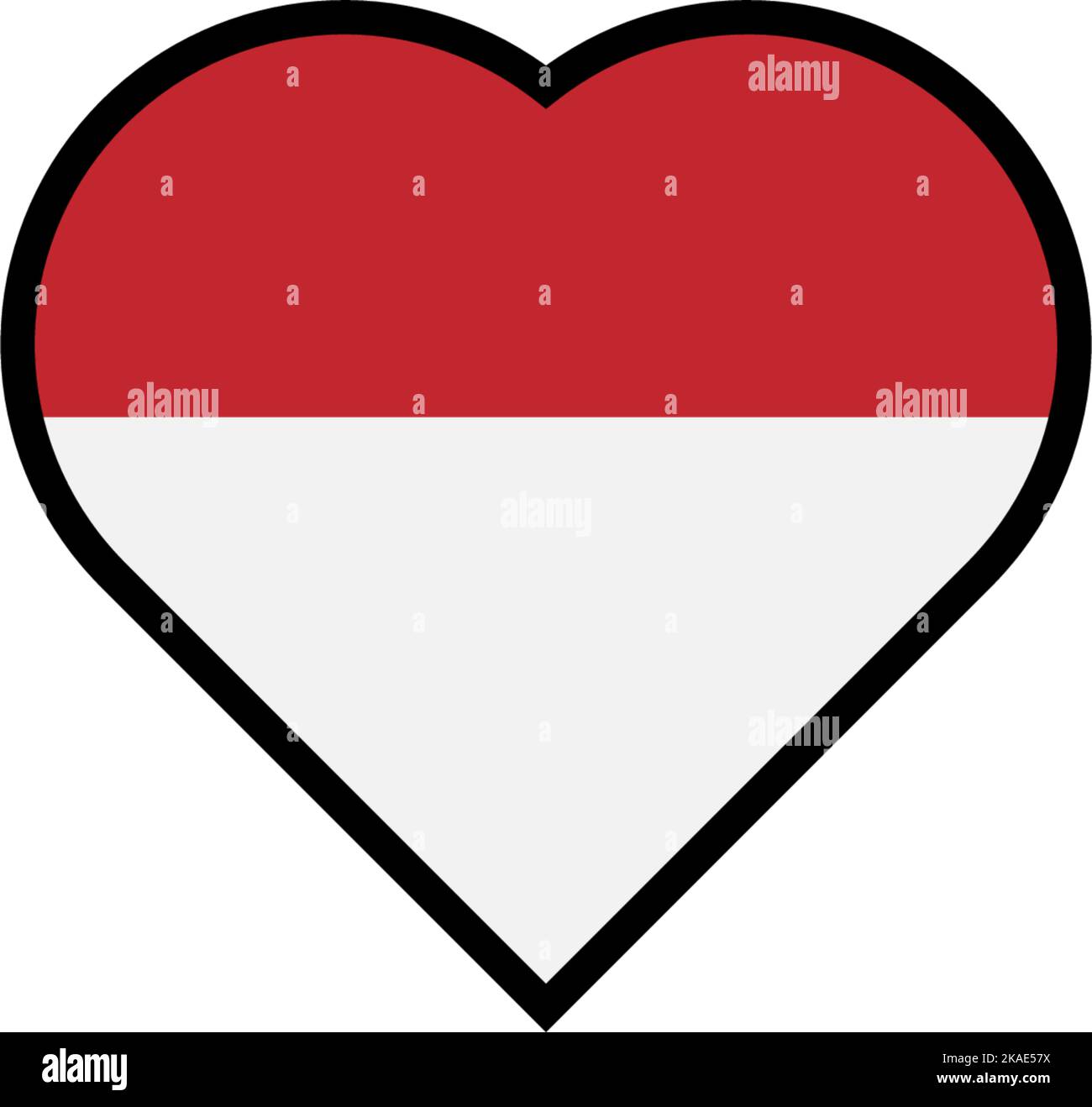 A vector of the national flag of Indonesia in a heart shape on a white ...