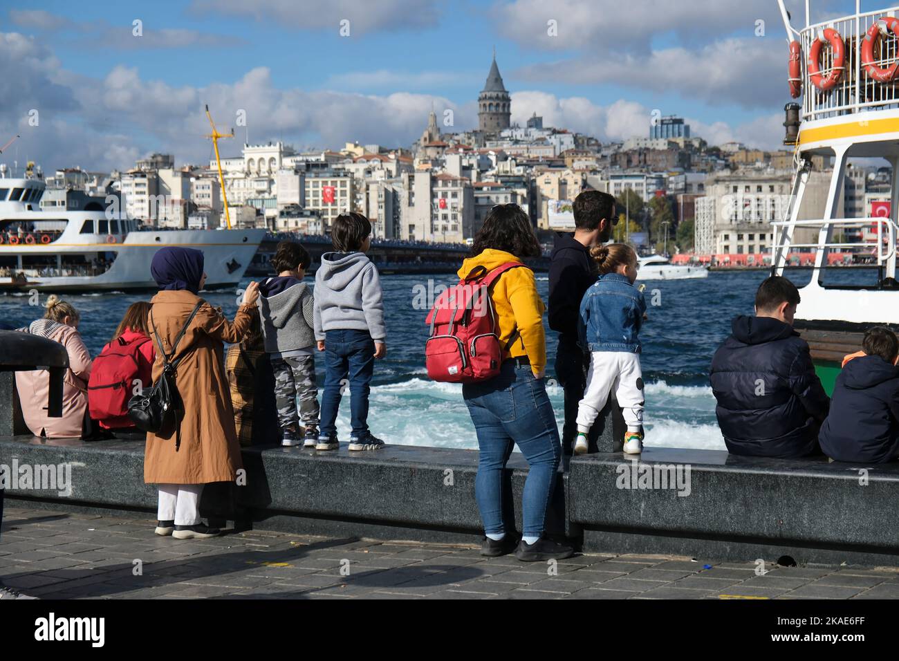 Istanbul, Turkey October 29, 2022 Turkish families and some tourists