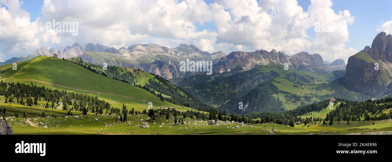 Dolomites panorama with Langental and Cir Peaks at the background (large stitched file) Stock Photo