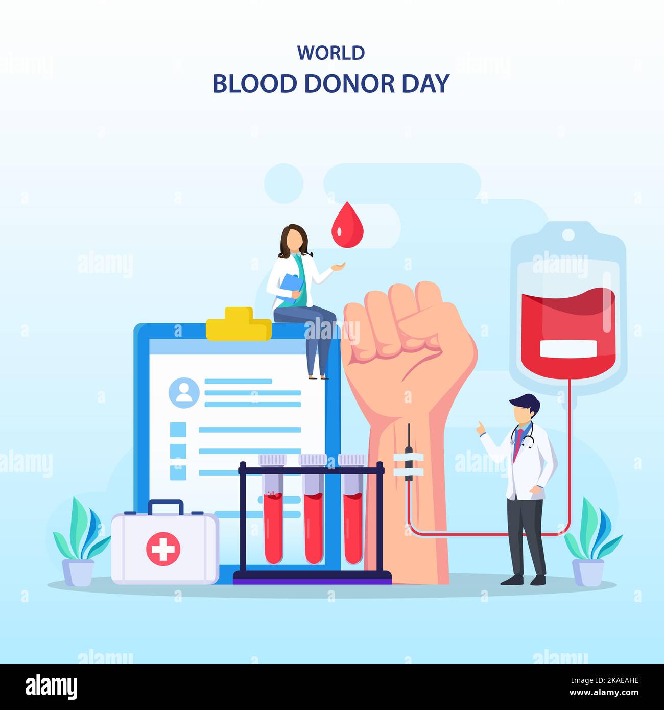 A vector illustration of a person donating blood, the concept of the ...