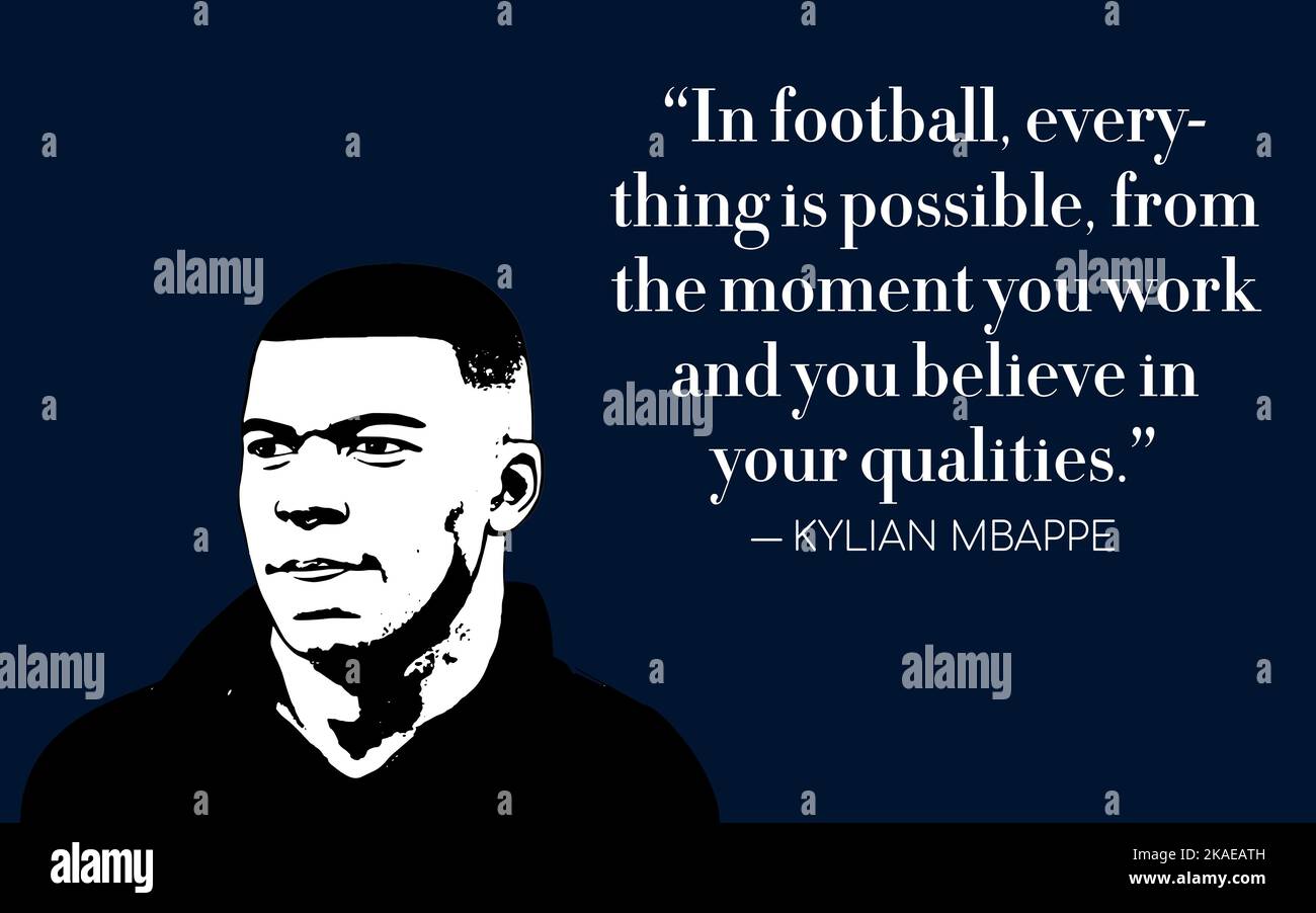 Kylian Mbappe Quotes for Inspiration and Motivation. Portrait Drawing