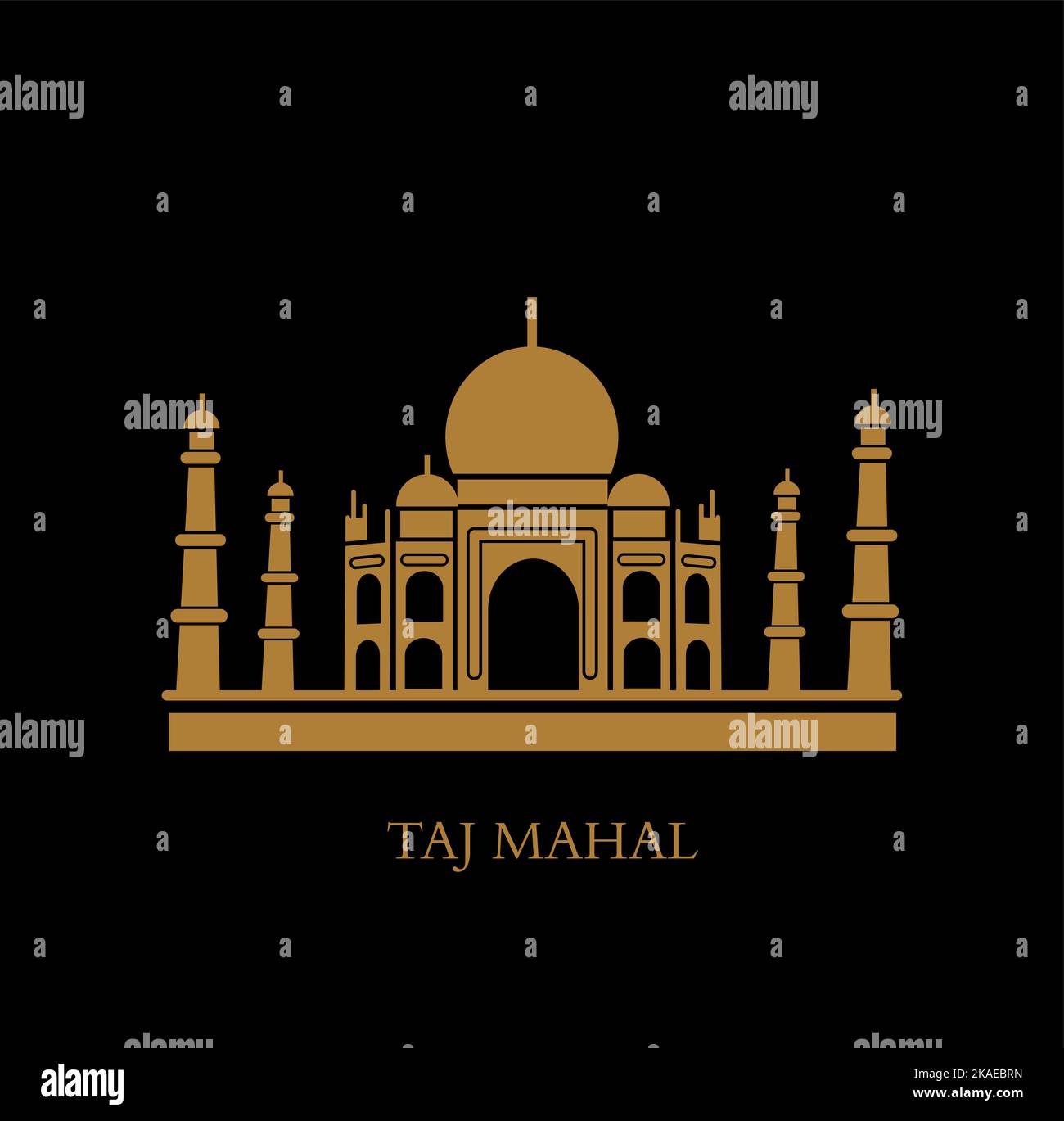 Taj Mahal vector icon in golden color. Taj Mahal building graphic