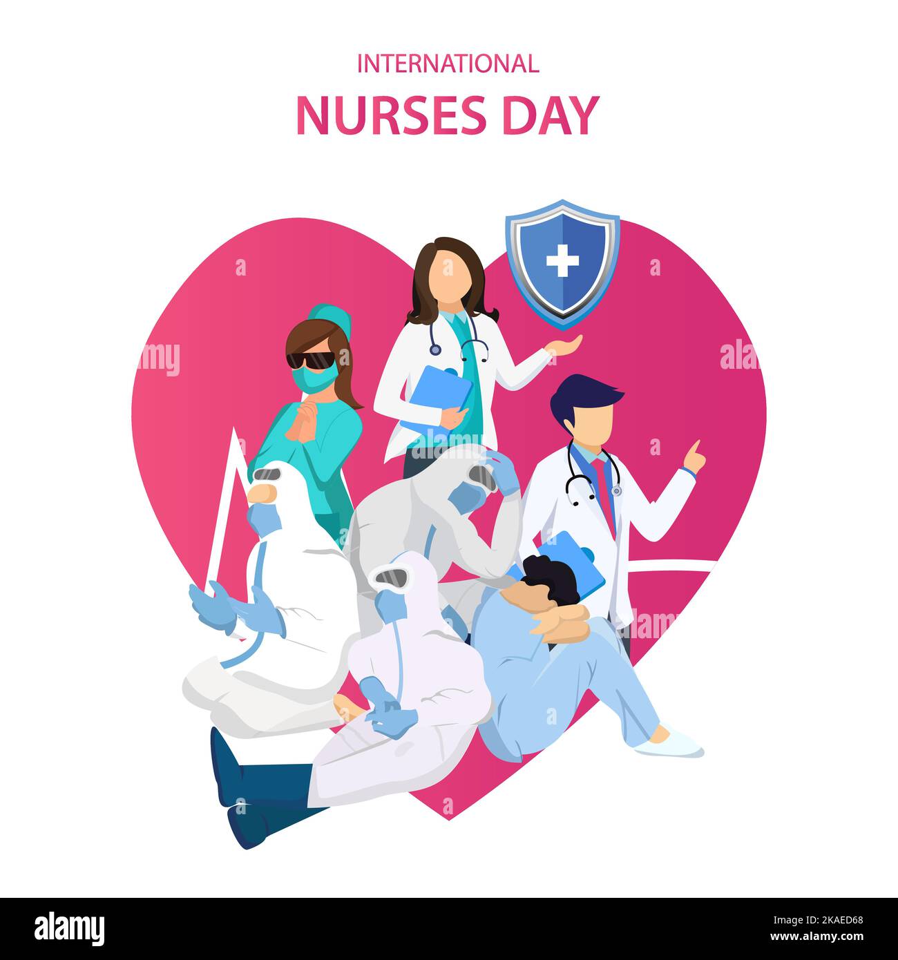 A vector illustration of nurses, the concept of the international nurses day Stock Vector