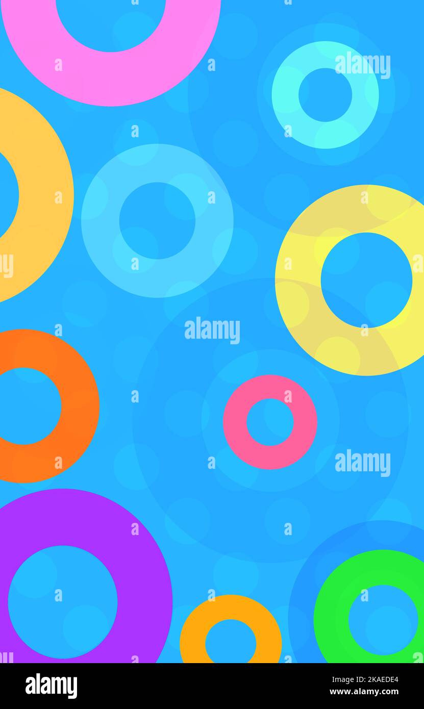 A blue abstract background with colored circles Stock Photo - Alamy