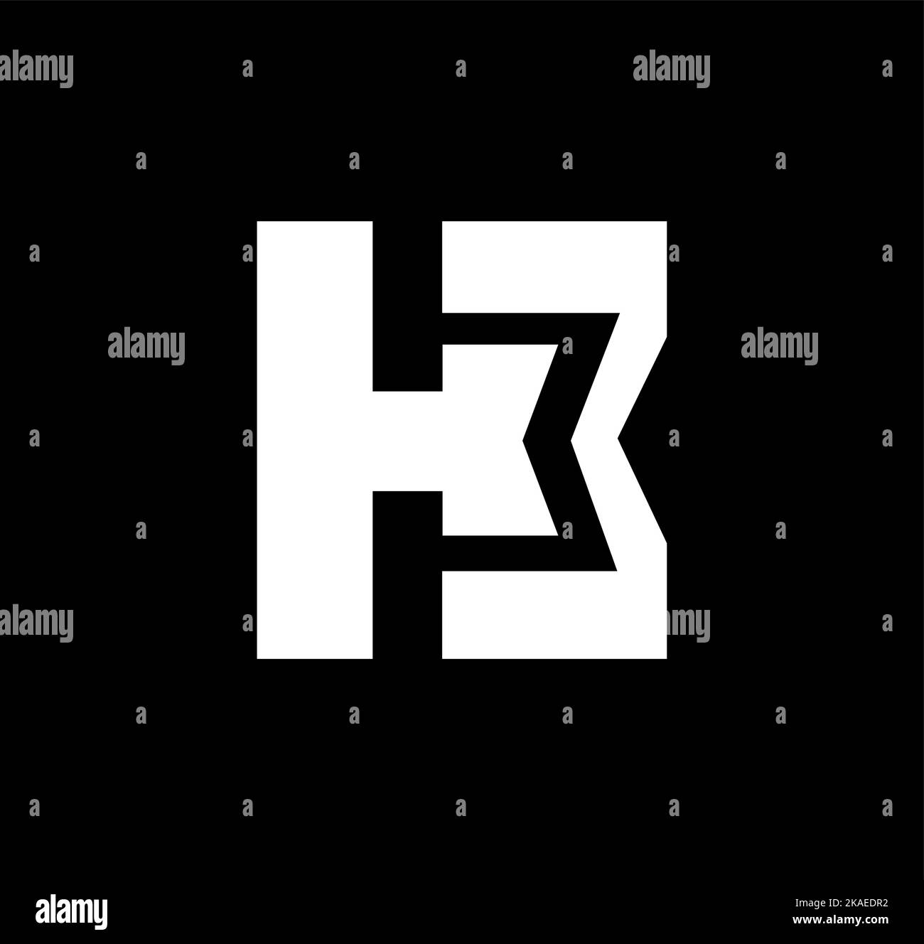 A vector of an H3 lettering logo design on a black background Stock