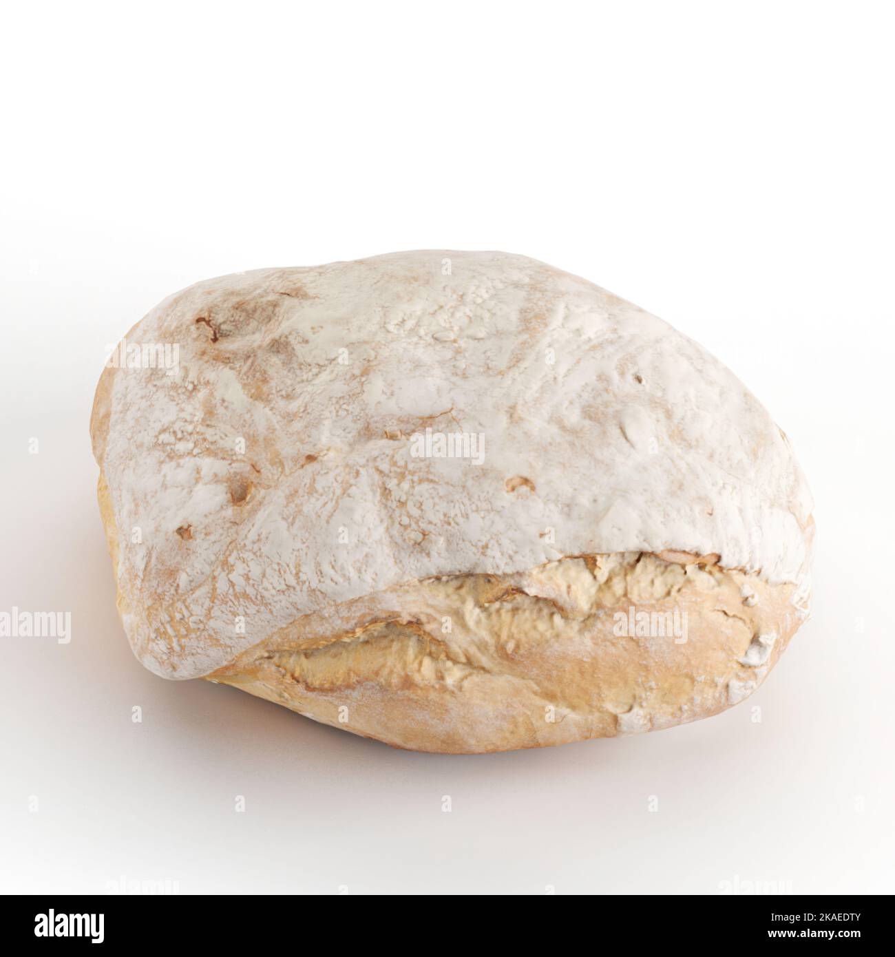 A closeup of a 3D rendered loaf of bread isolated on a white background ...