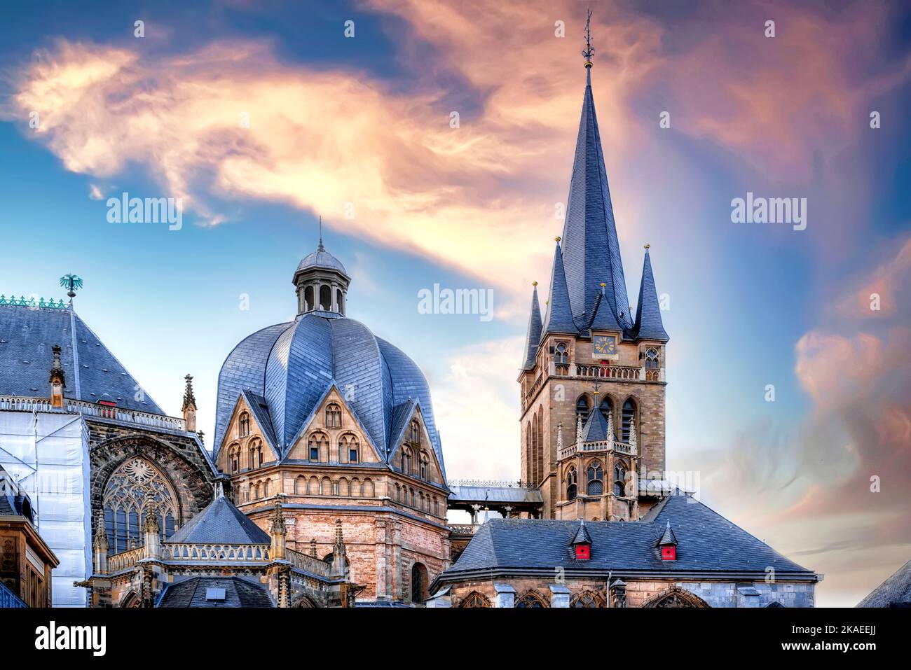 The Aachen Cathedral (German: Aachener Dom) is a Roman Catholic church in Aachen, Germany Stock Photo