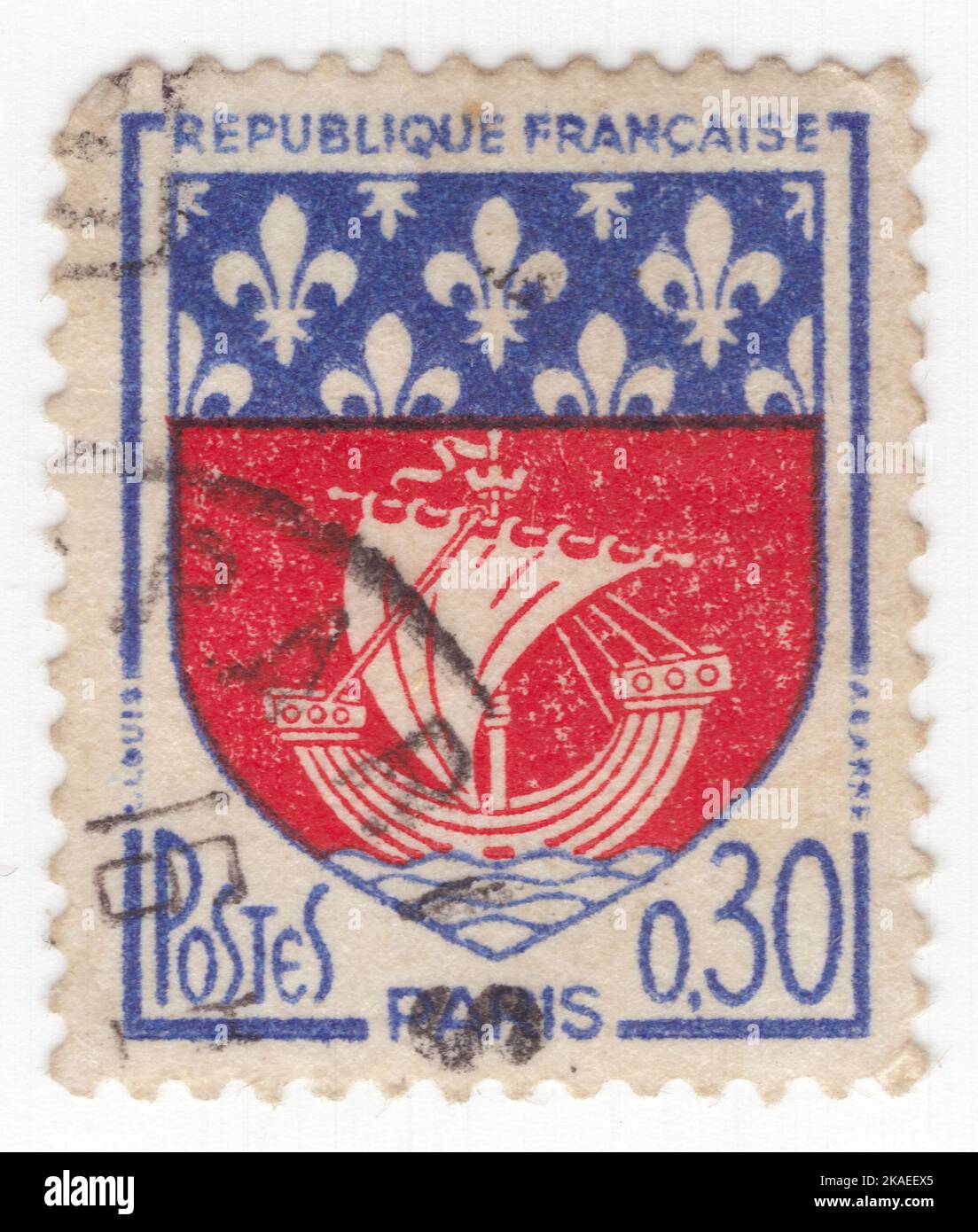 FRANCE 1965 An 30 Centimes Violet blue And Red Postage Stamp 
