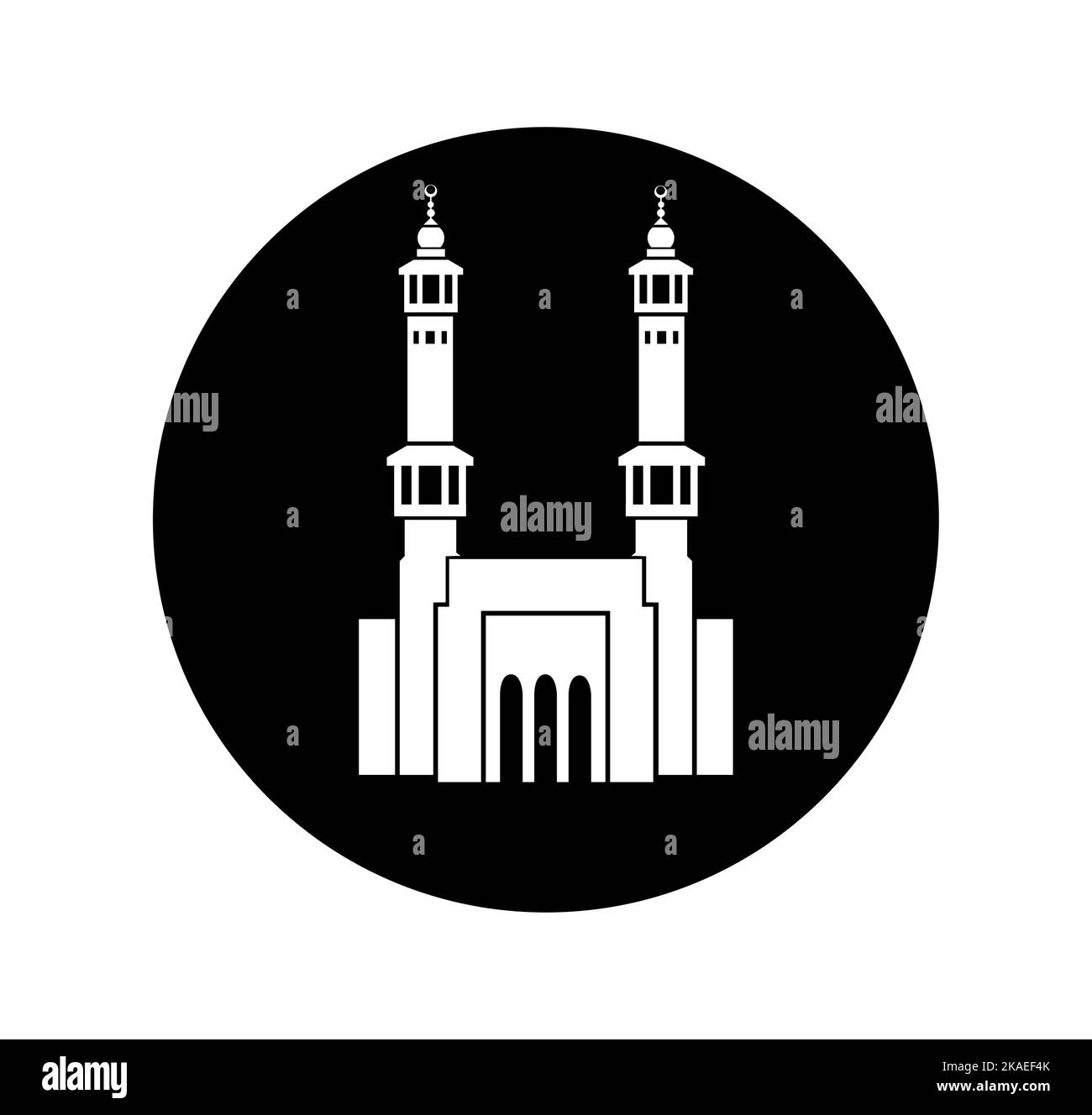 A vector design of Masjid Al Haram front icon on white background Stock