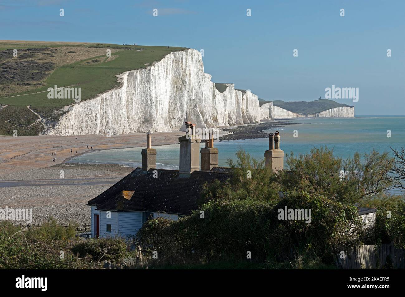 Cuckmere Haven, white cliffs The Seven Sisters, house, South Downs