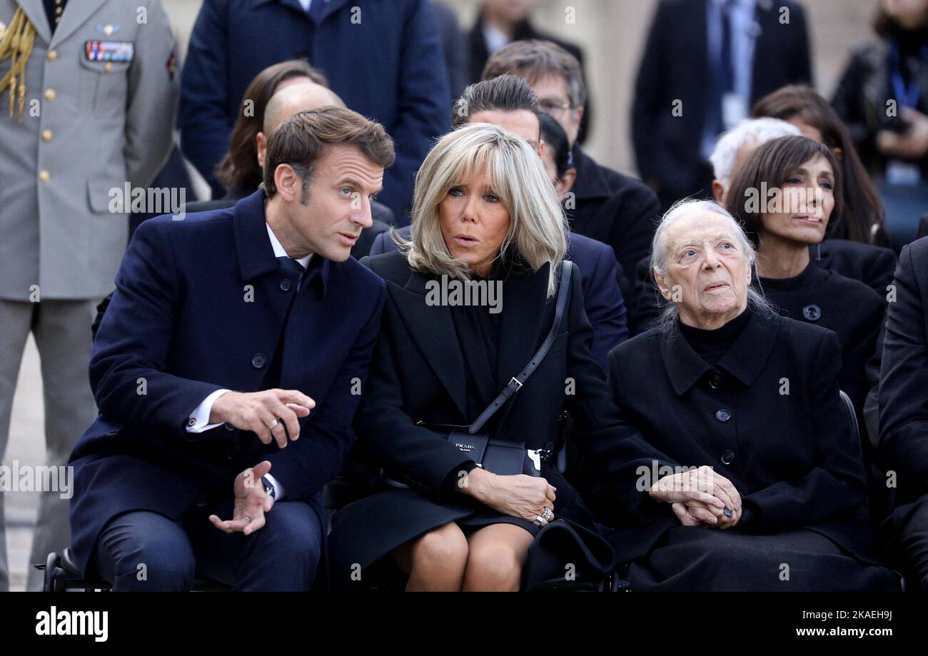 French President Emmanuel Macron and Brigitte Macron, Colette Soulages ...