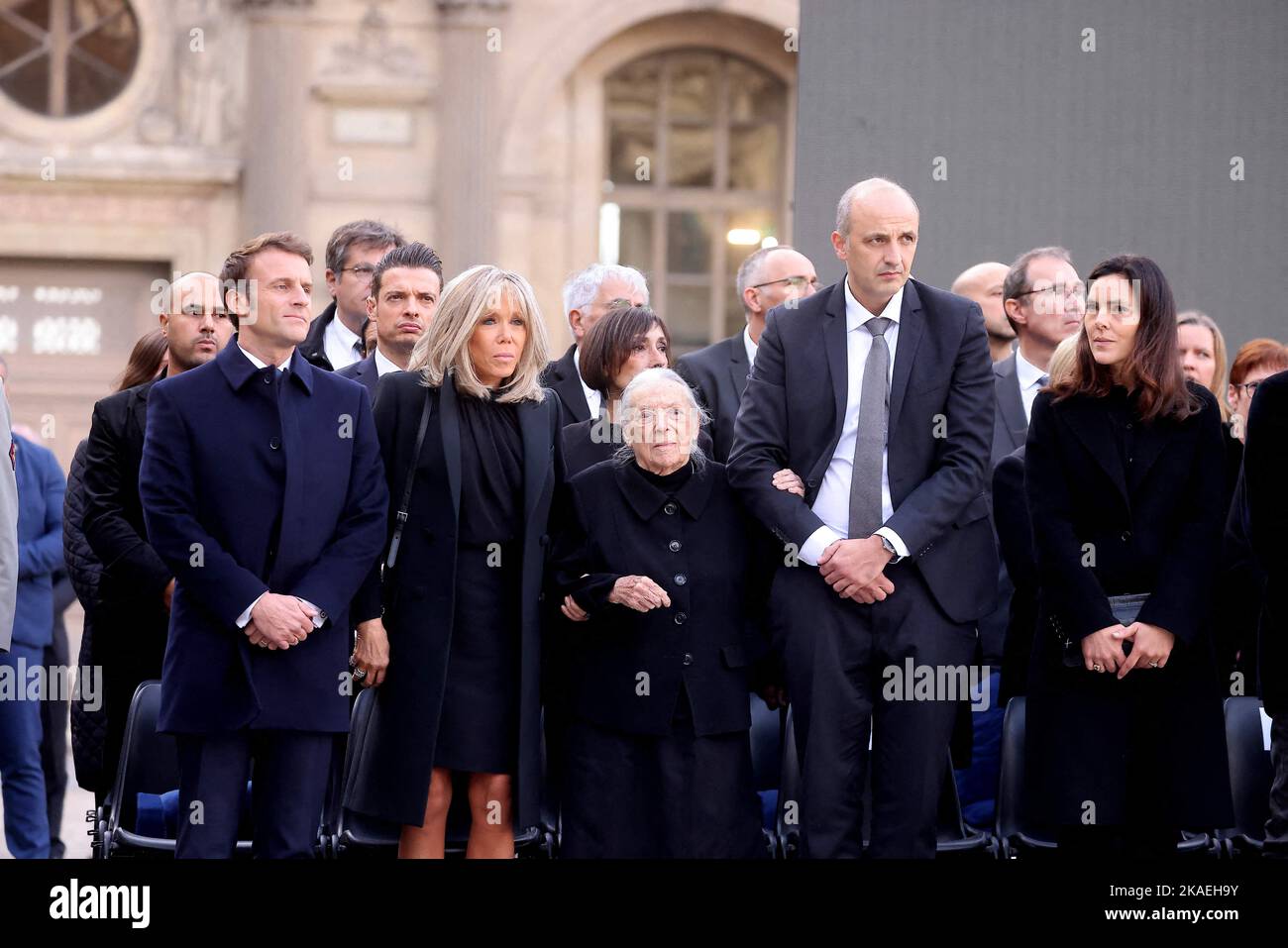 French President Emmanuel Macron and Brigitte Macron, Colette Soulages ...