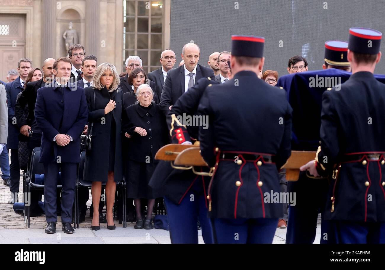 French President Emmanuel Macron and Brigitte Macron, Colette Soulages ...