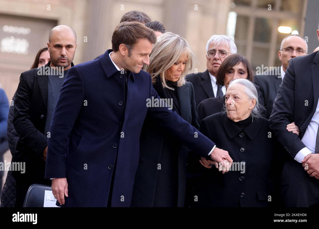 French President Emmanuel Macron and Brigitte Macron, Colette Soulages ...