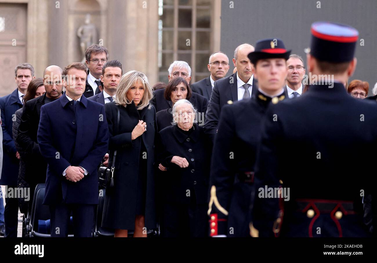 French President Emmanuel Macron and Brigitte Macron, Colette Soulages ...